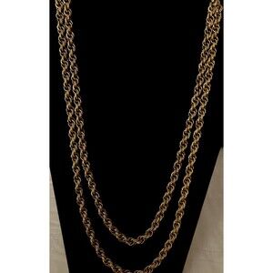 Vintage 1960s Crown Trifari Gold Tone Links Long‎ Necklace-52"